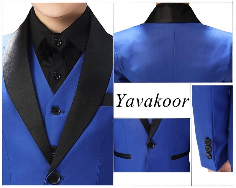 Yavakoor Boys Suits Slim Fit Suits for Kids Formal Outfit 3 Pcs Boys Tuxedo with Blazer Vest Pants Size 7 for Summer Wedding - Image 2